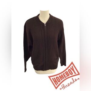 Men's Dark Brown Zip-Up Sweater